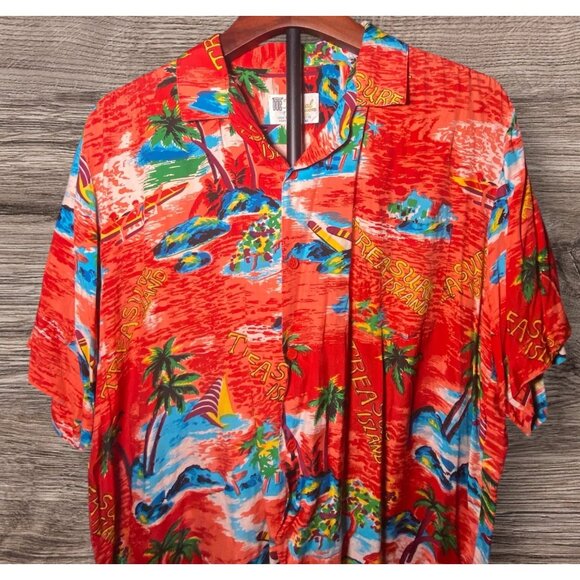 Vtg Tropical Fashions Hawaiian Shirt Treasure Island Resort Wear Beach Vacation - Picture 2 of 6